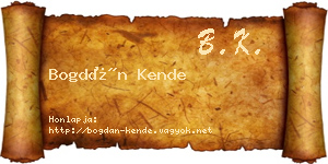 Bogdán Kende névjegykártya
